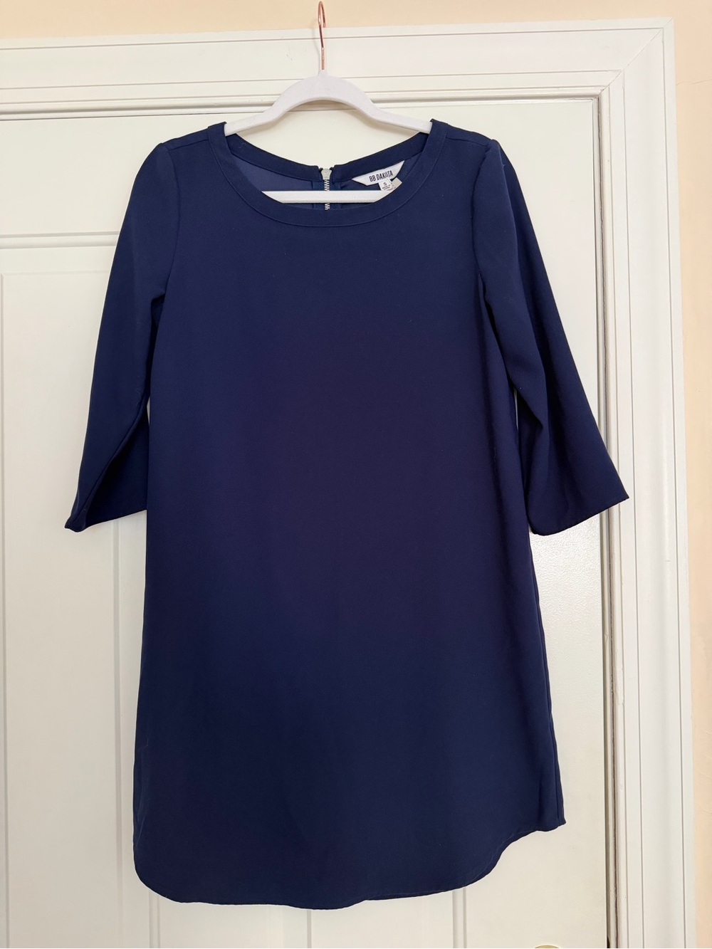 BB Dakota Navy Long-Sleeve Shift Dress